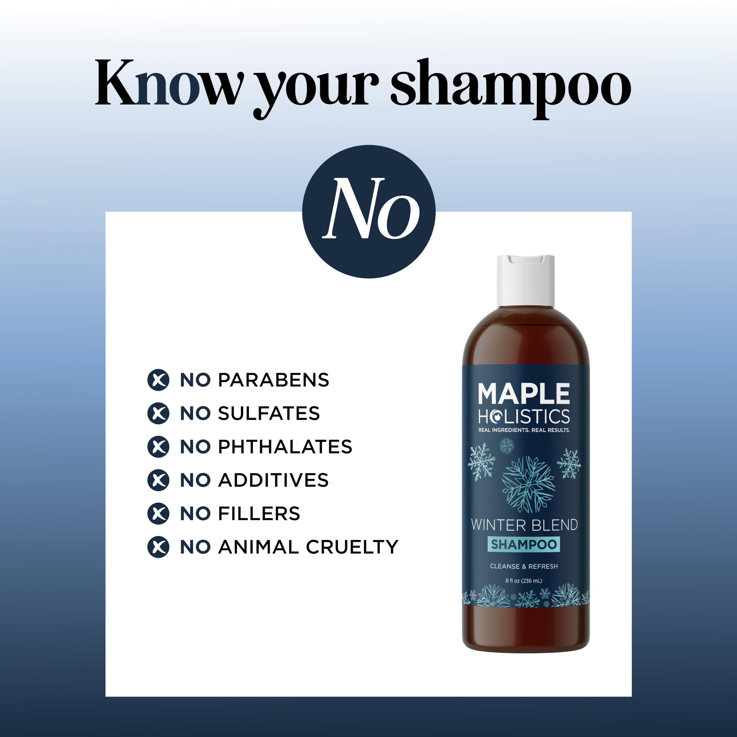 Maple Holistics Sulfate Free Hard Water Shampoo - Deep Clarifying Shampoo for Build Up of Product and Minerals with Five Cleansing Mint Essential Oils for Replenishing Hydration and Hair Shine - Vegan & Cruelty Free