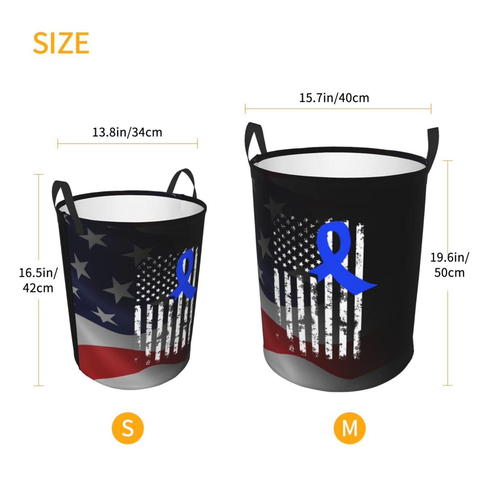 Qauirfe Alopecia Areata Awareness America Flag Blue Ribbon Circular Hamper Lasting Organization Bedroom Bathroom Dcor