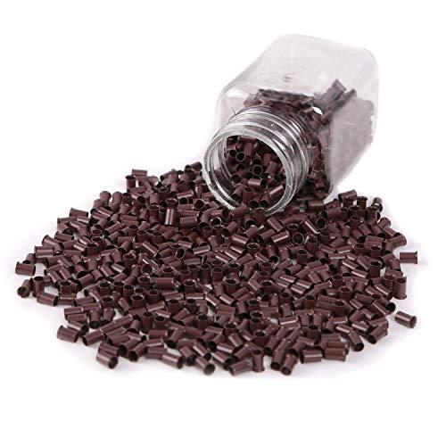NOEYUN NOEYUN 1000pcs 3.4x3.0x6.0mm flare Euro Lock copper tubes Micro Rings links beads for stick I tip hair extensions (5#BROWN)