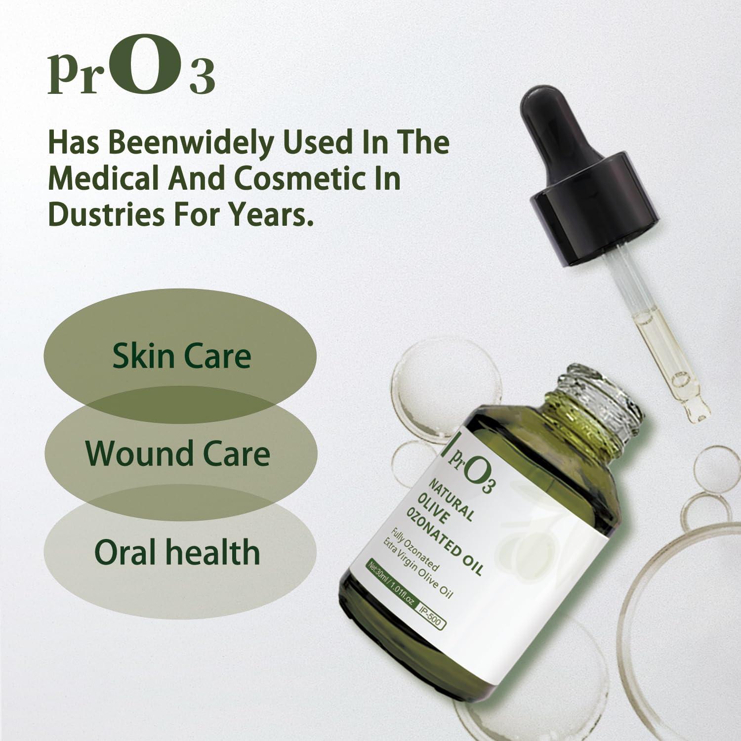 PrO3 PrO3 Fully Ozoneted Olive Oil-100% Pure Ozone Oil-1 OZ-Glass Dropper Bottle-Organic Natural for Skin Care Essence Oil- Rich in Reactive Oxygen.