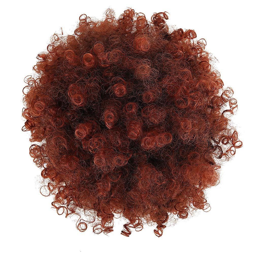 LEOSA LEOSA High Puff Afro Ponytail Drawstring Short Afro Kinky Curly Pony Tail Clip in on Synthetic Curly Hair Bun Made of Fiber Puff Ponytail Wrap Updo Hair Extensions with Clips(Watermelon Red)