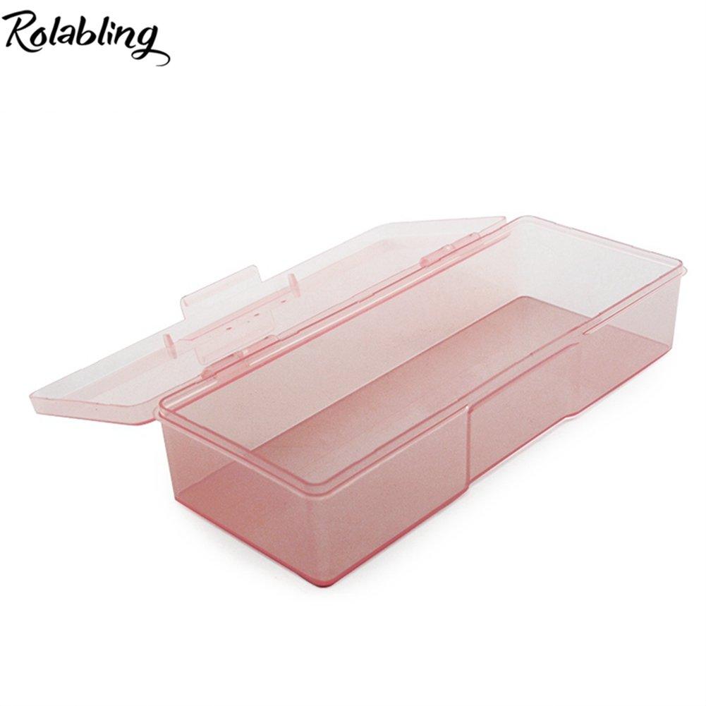 Rolabling Rolabling Transparent Box Storage Case for Nail Art Equipment Manicure Tool Organzing Pedicure Tool Empty Plastic Box (Pink)