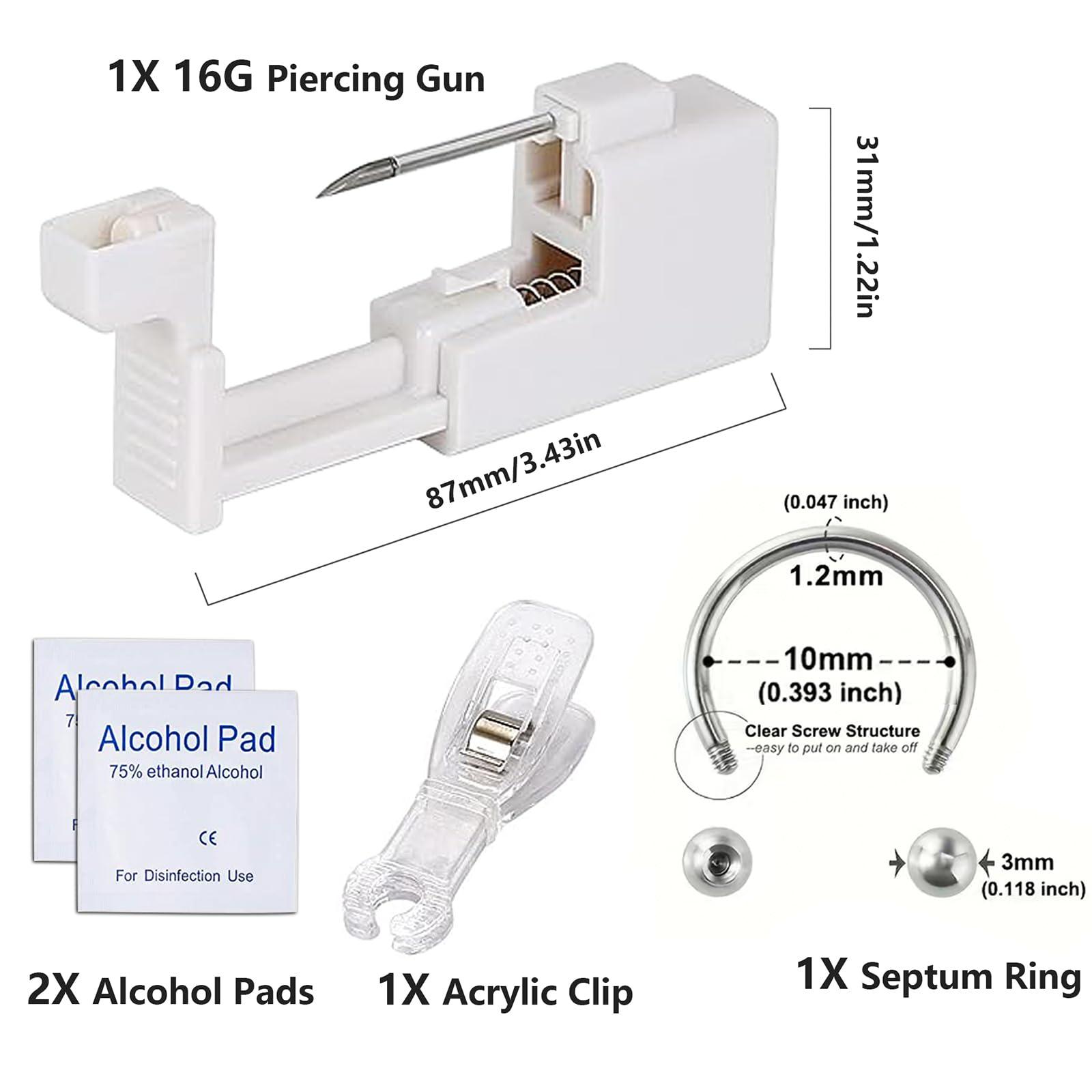 Lovamis Lovamis 5PCS Professional Body Piercing Kit for Septum/Nose/Belly Button/Lip/Nipple, Safe Piercing Gun Kits, Body Piercing Needle Tool Kits Stainless Steel for Women Men(septum piercing kit)