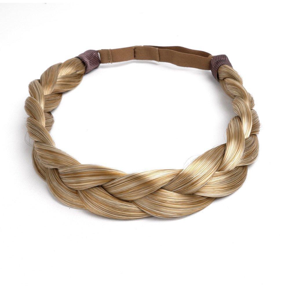 Christie Brinkley Thick Braid Headband Color Ht25 Ginger Blonde - Jumbo Twist No Slip Wide Chunky Braid Put on Pieces Hairpiece Wedding Princess Hair Vibralite Synthetic Diadema Trenzada Gruesa