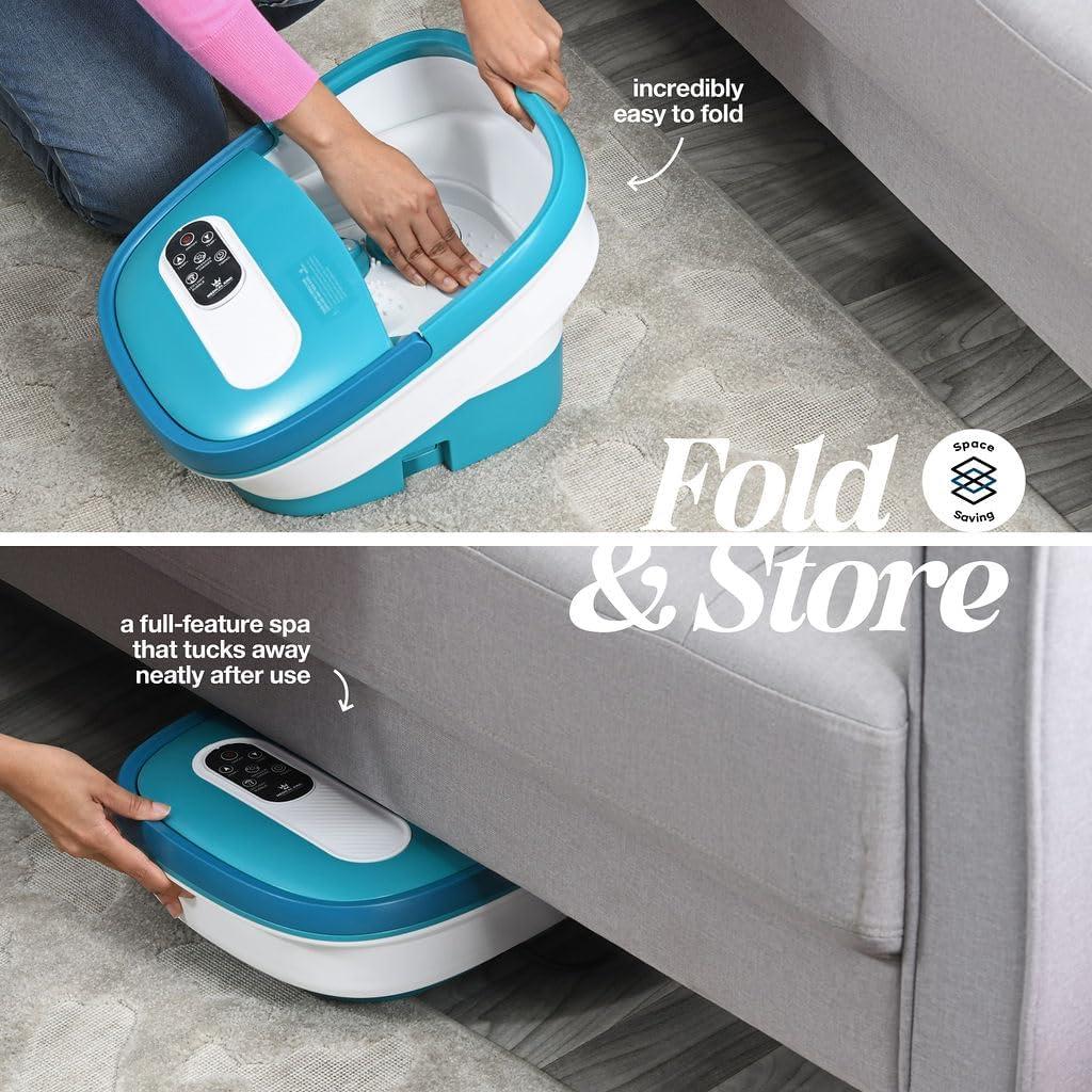 Medical king Foot Spa With Heat And Massage Electric Rotary Massage Includes A Remote Control A Pumice Stone Collapsible Foot Spa With Heat And Massage Bubbles and Vibration 24 Motorized Shiatsu Massage Balls