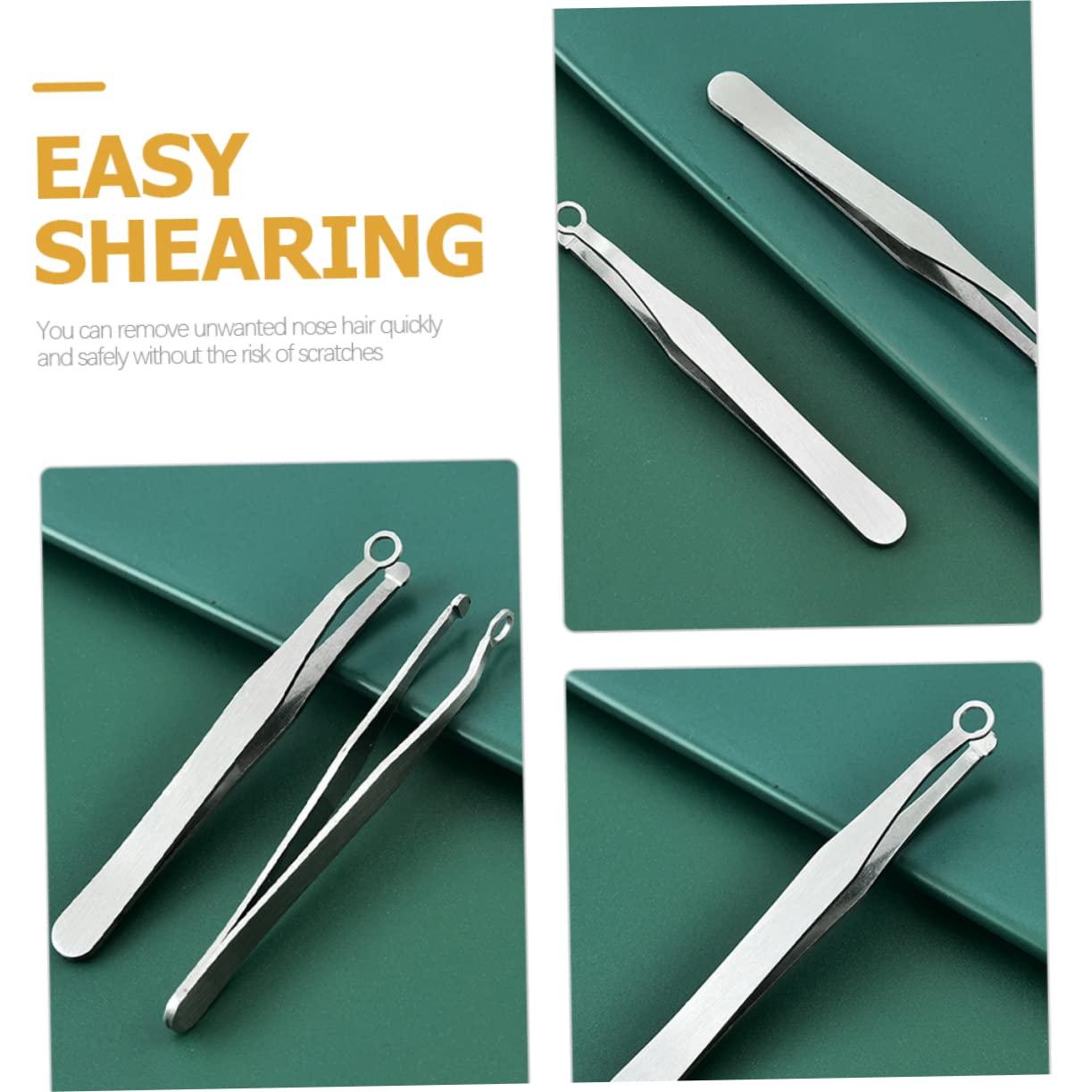 Ipetboom Ipetboom 4 Sets Round Nose Hair Clip Man Men Tweezers Remover Ear Hair Removal Tool Nasal Trimmer Tool Electric Eyebrow Razor Nasal Hair Ingrown Hair Nose Hair Tool Stainless Steel Brown