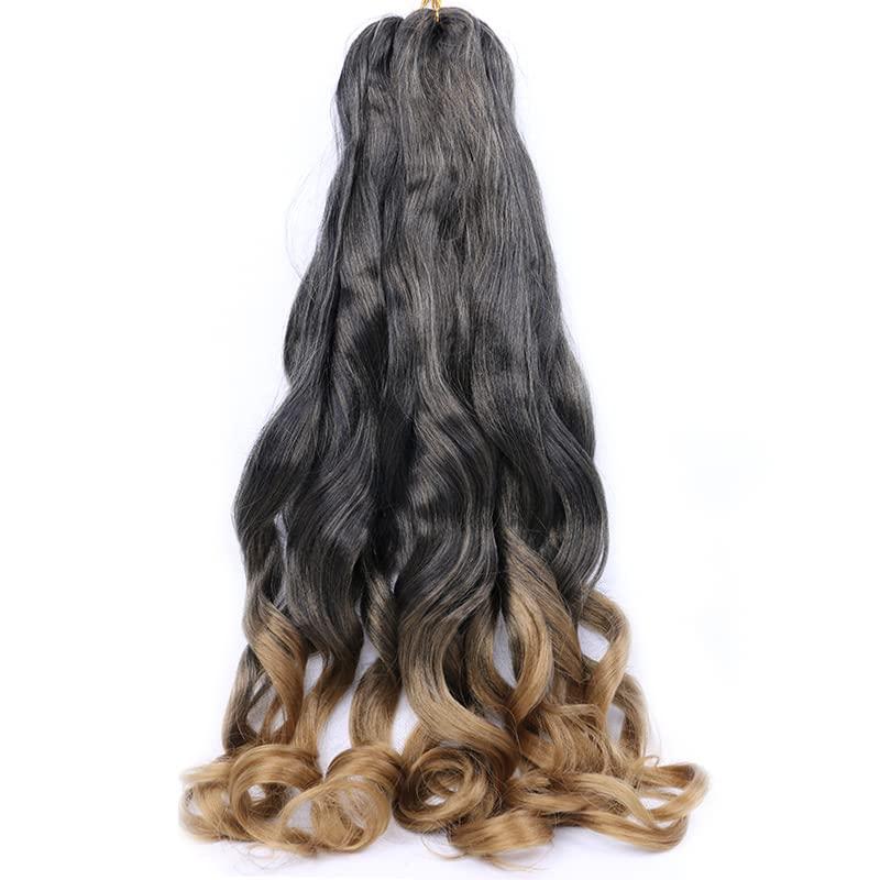 yangsi Spiral Curls Braiding Hair 6 packs Spanish Curly Braids for Daily Use French Curls Braiding Hair for Women Crochet Braiding Hair French Curls (22inch 6 packs, T27)