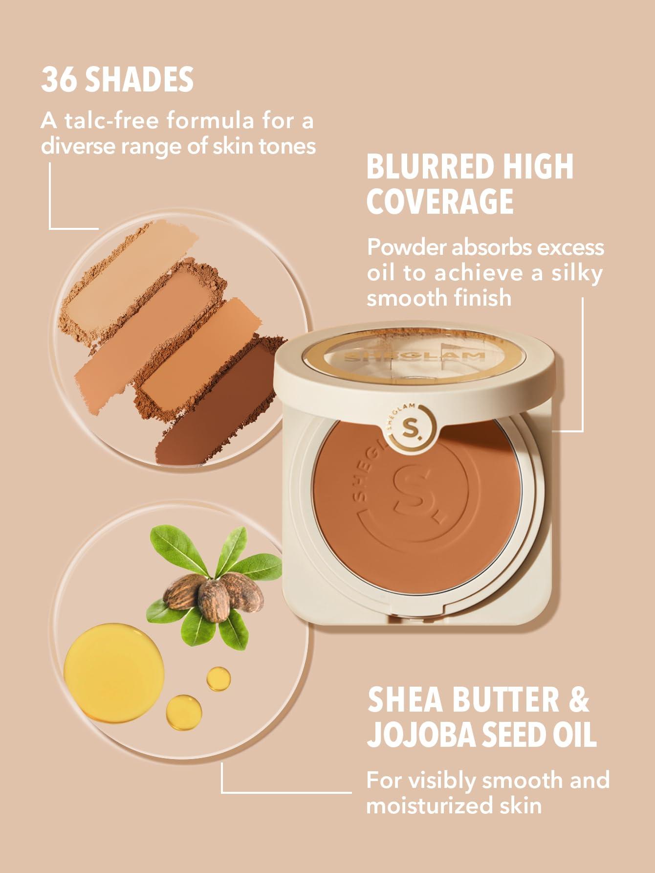 SHEGLAM SHEGLAM SKin-Focus Full Coverage Powder Foundation Oil-Control Lightweight Face Pressed Powder Makeup-Saddle