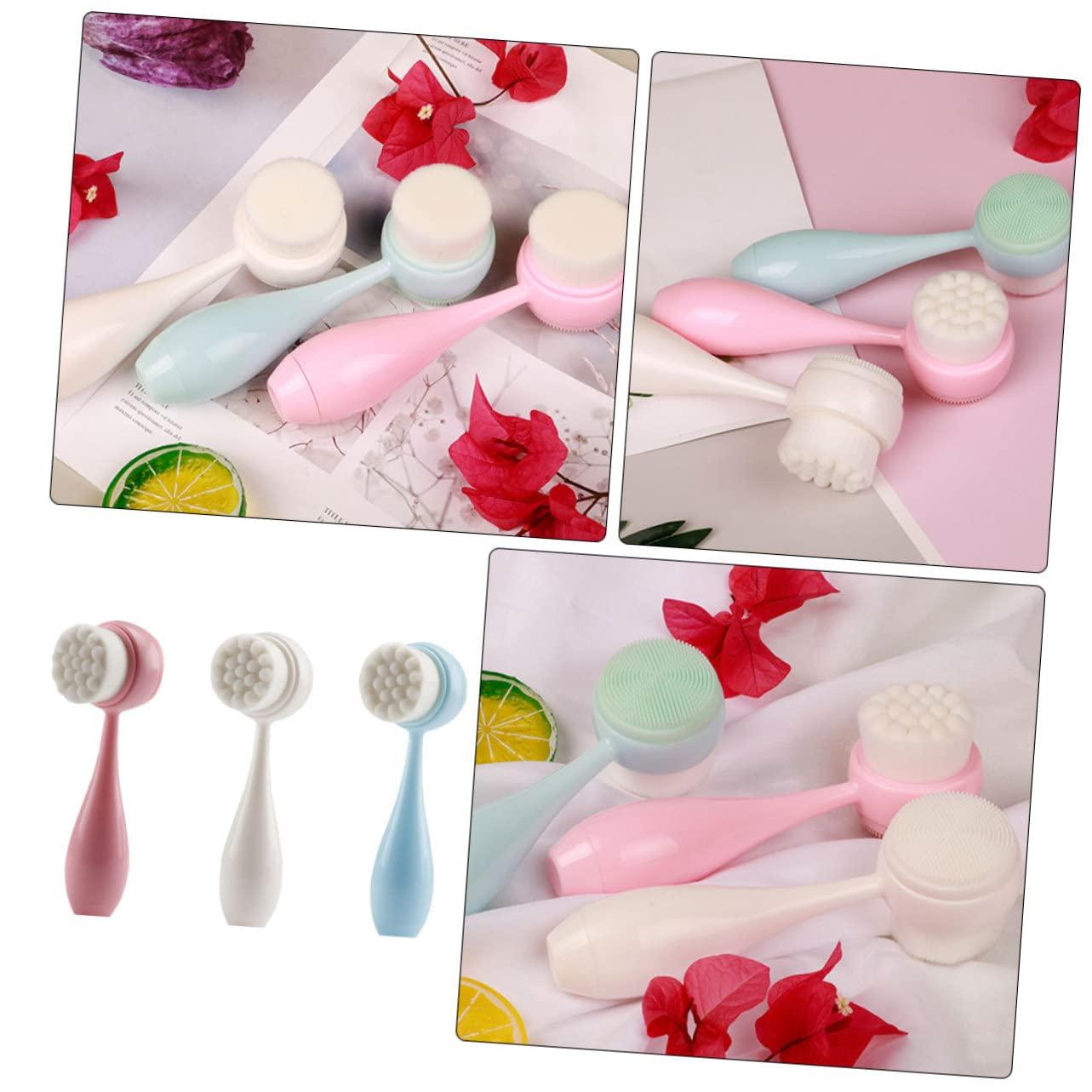 Mikinona Mikinona 3pcs Dual Sided Face Brush Set for Gentle Cleansing Manual Facial Cleansing Brush Face Washing Cleaner and Massage Tool