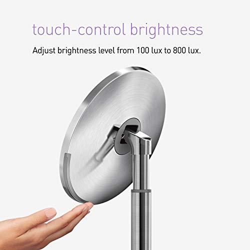 simplehuman simplehuman,Tabletop Mount 8" Round Sensor Makeup Mirror with Touch-Control Dual Light Settings, 5x Magnification, Rechargeable and Cordless, Pink Stainless Steel
