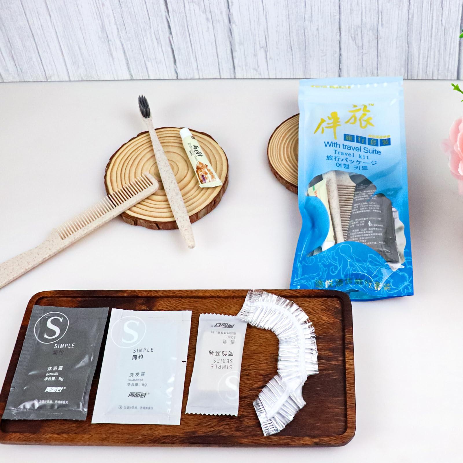 Lomgwumy Hygiene Kit, Hygiene Kit Bulk, Individually Packed, Travel Hygiene Kit With Toothbrush, Toothpaste, Comb, Shampoo, Shower Gel, Shower Cap And Soap, Home, Suitable For Hotel, Camping, Travel (PACK-12)