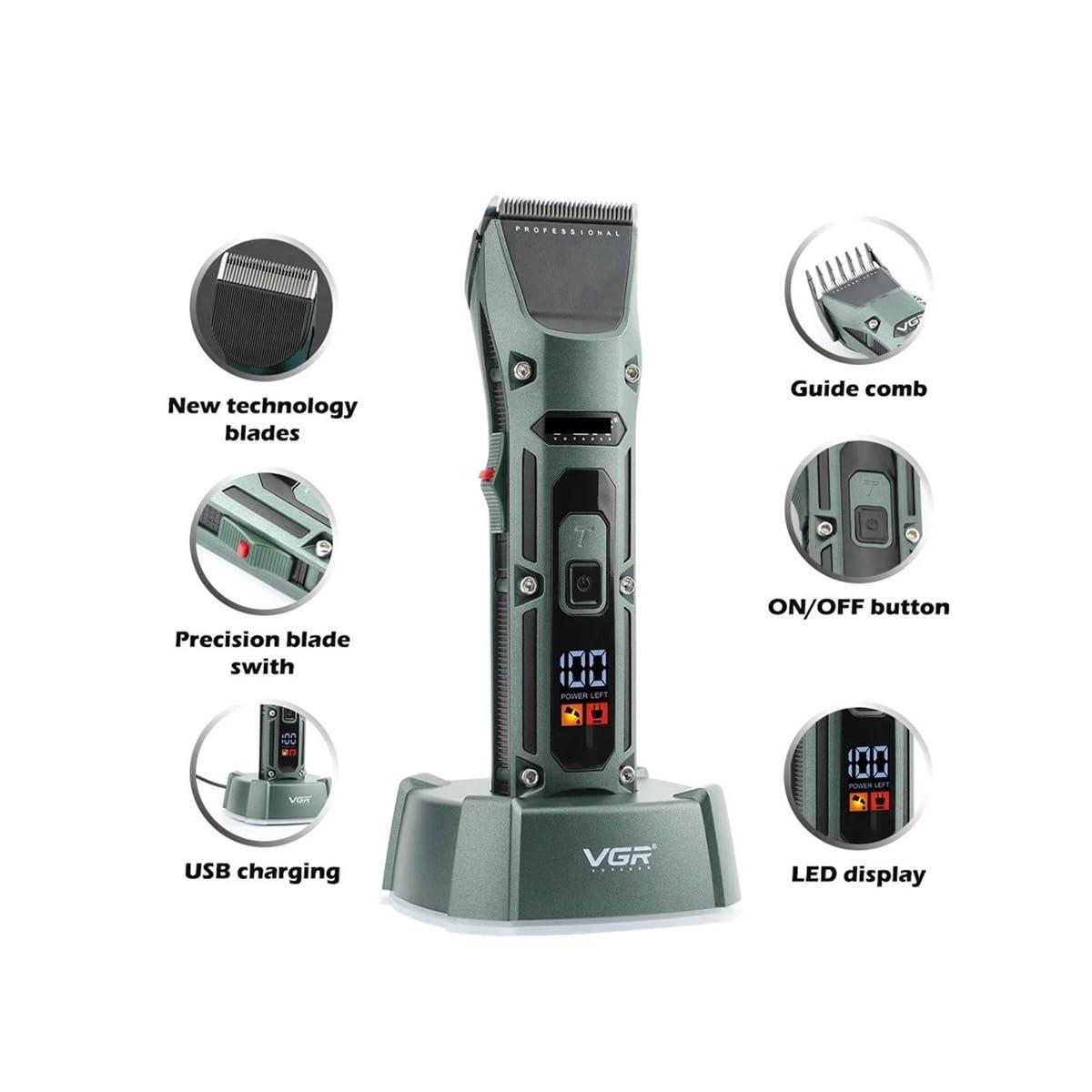 ONWEBAYK Razors V-G-R Hair Clipper Professional Hair Trimmer Rechargeable Hair Cutting Machine Cordless with Charging Base Clipper for Men V-696(Without Box)