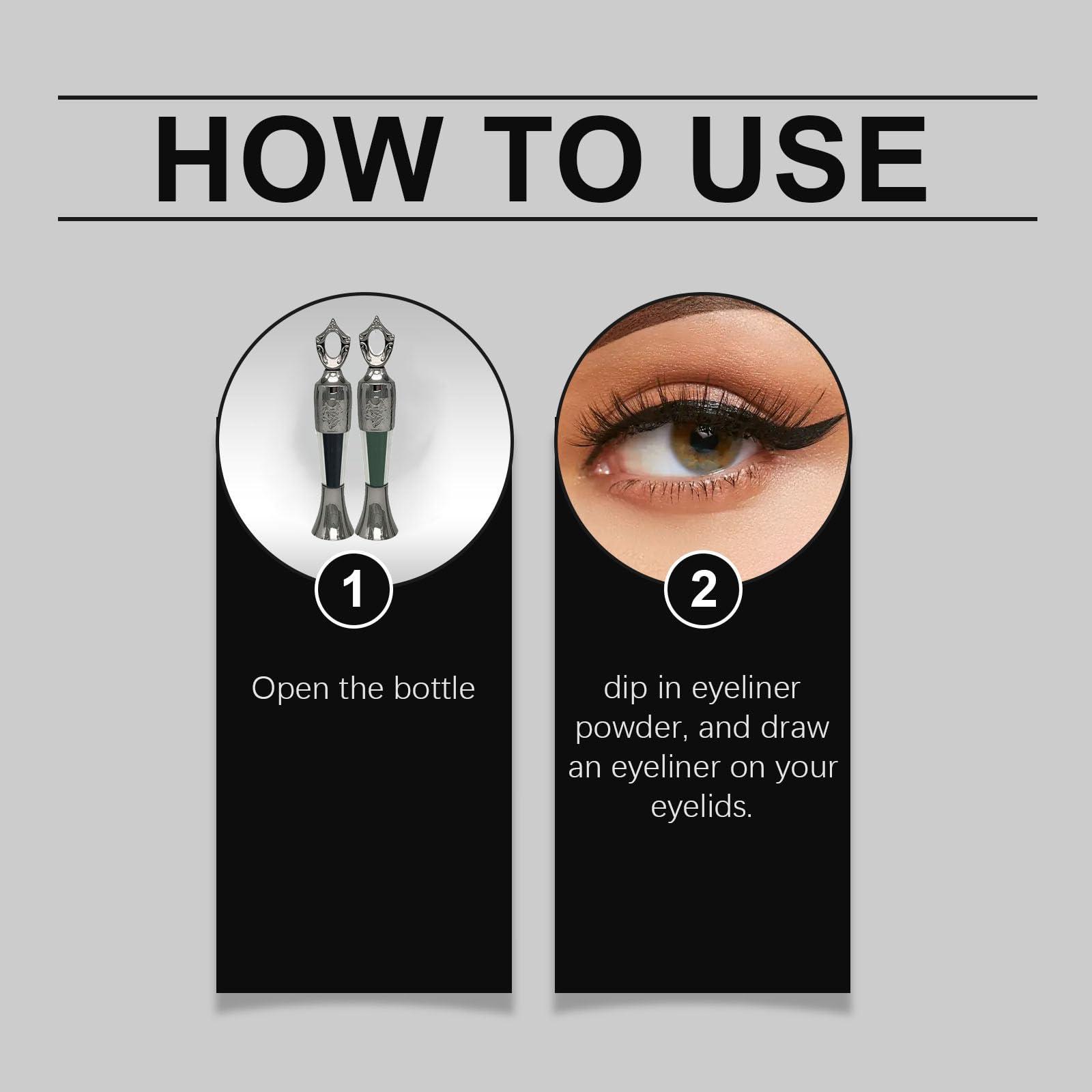 Vlrbfl Powder Eyeliner, Eye Liner, Handmade 100% Natural Eyeliner Powder, Long-Lasting Eyeliner Arabic Eyeliner Powder for Natural Makeup, Long-Wearing, Smudge-Proof (Green+Green)