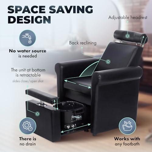 Buy-Rite Salon & Spa Equipment Buy-Rite Salon & Spa Equipment Mona Lisa Plumb Free Pedicure Chair - No Plumbing, Adjustable, Portable, Removable, Black, CHM-2320-5H-BLACK