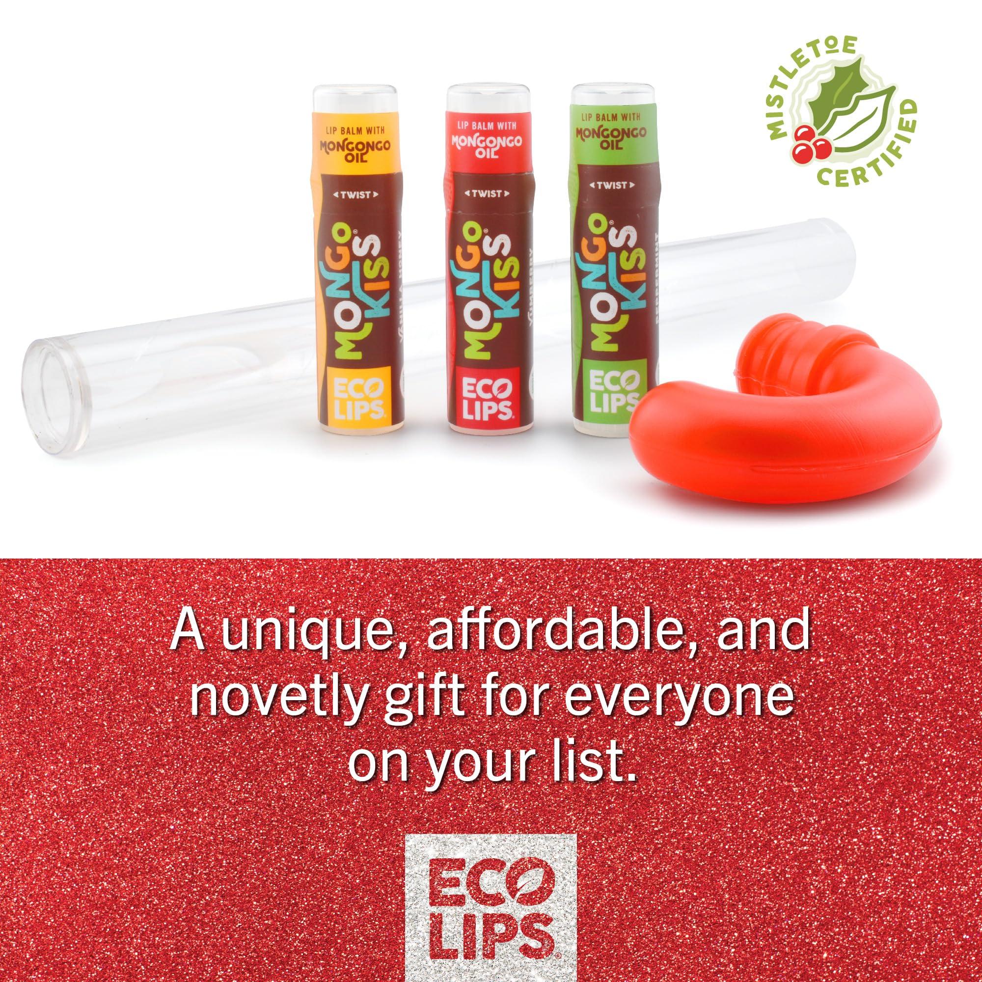 Eco Lips Eco Lips Novelty Plastic Candy Cane Gift Set for Holidays & Christmas Gifts, Stocking Stuffers | Mongo Kiss Organic Lip Balm 3-count Gift Set