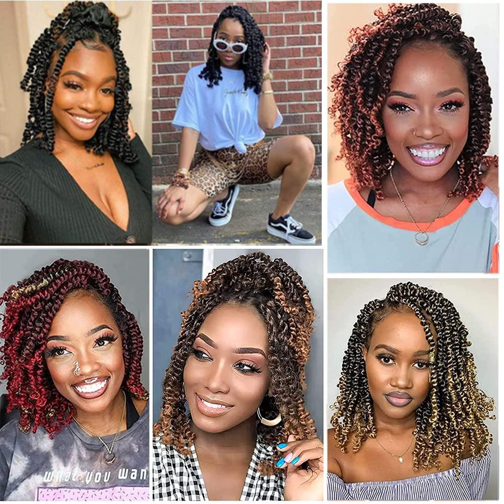 brunnace Passion Twist Crochet Hair 10 Inch 8 Packs Pre-Twisted Passion Twist Hair Crochet Hair for Black Women Pre-Looped Crochet Braids Synthetic Crochet Hair Extensions #T27