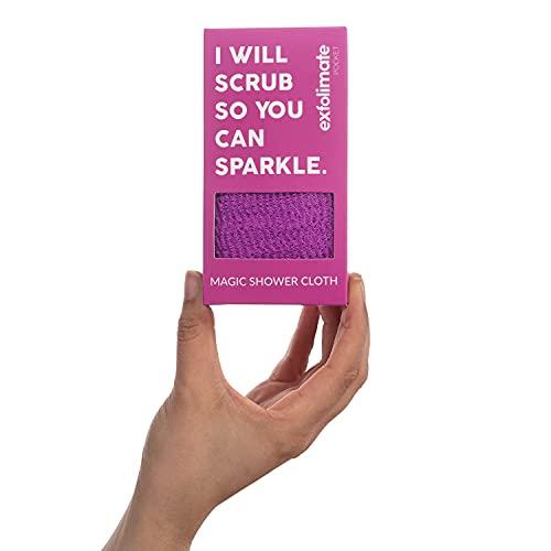 Green Heart Labs ExfoliMATE | Magic Exfoliating Shower Cloth Gently Removes Dead Skin for a Youthful Clear Complexion (Purple - Pocket 2.0)