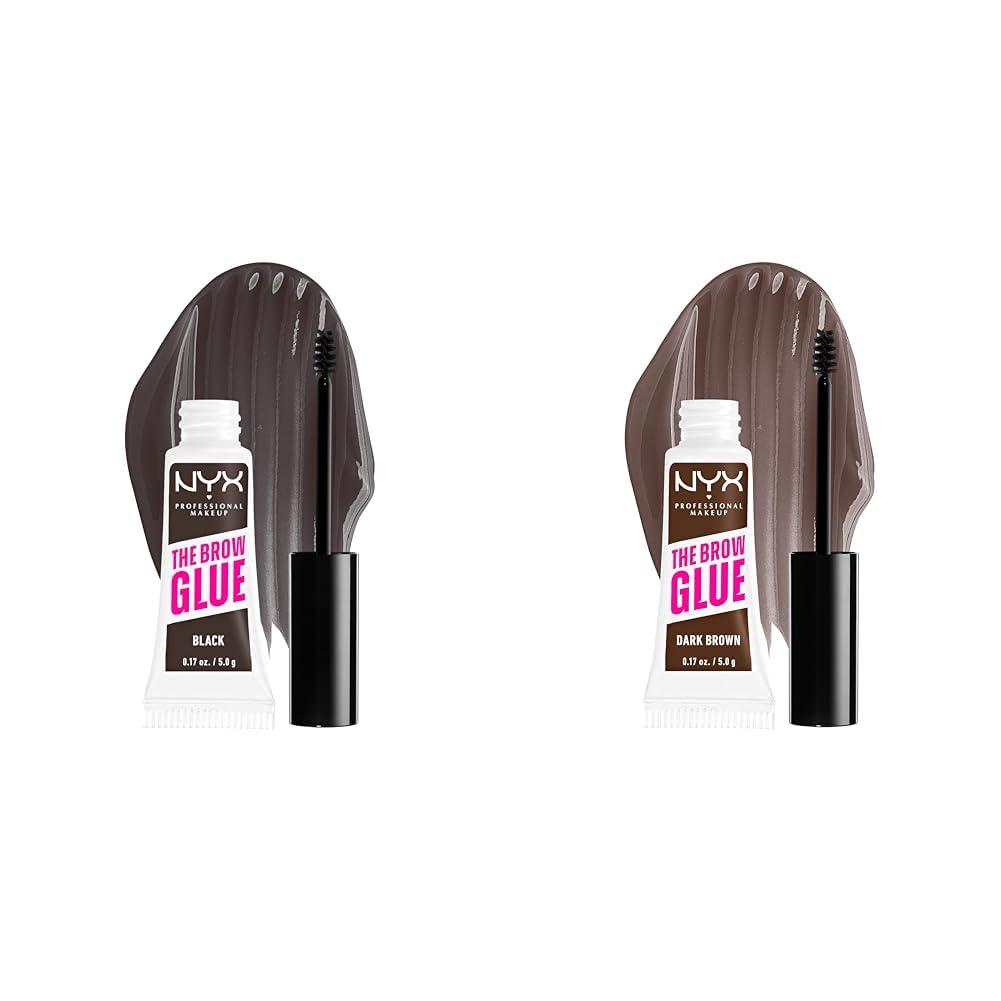 NYX PROFESSIONAL MAKEUP NYX PROFESSIONAL MAKEUP The Brow Glue Extreme Hold Tinted Eyebrow Gel Bundle - Black and Dark Brown
