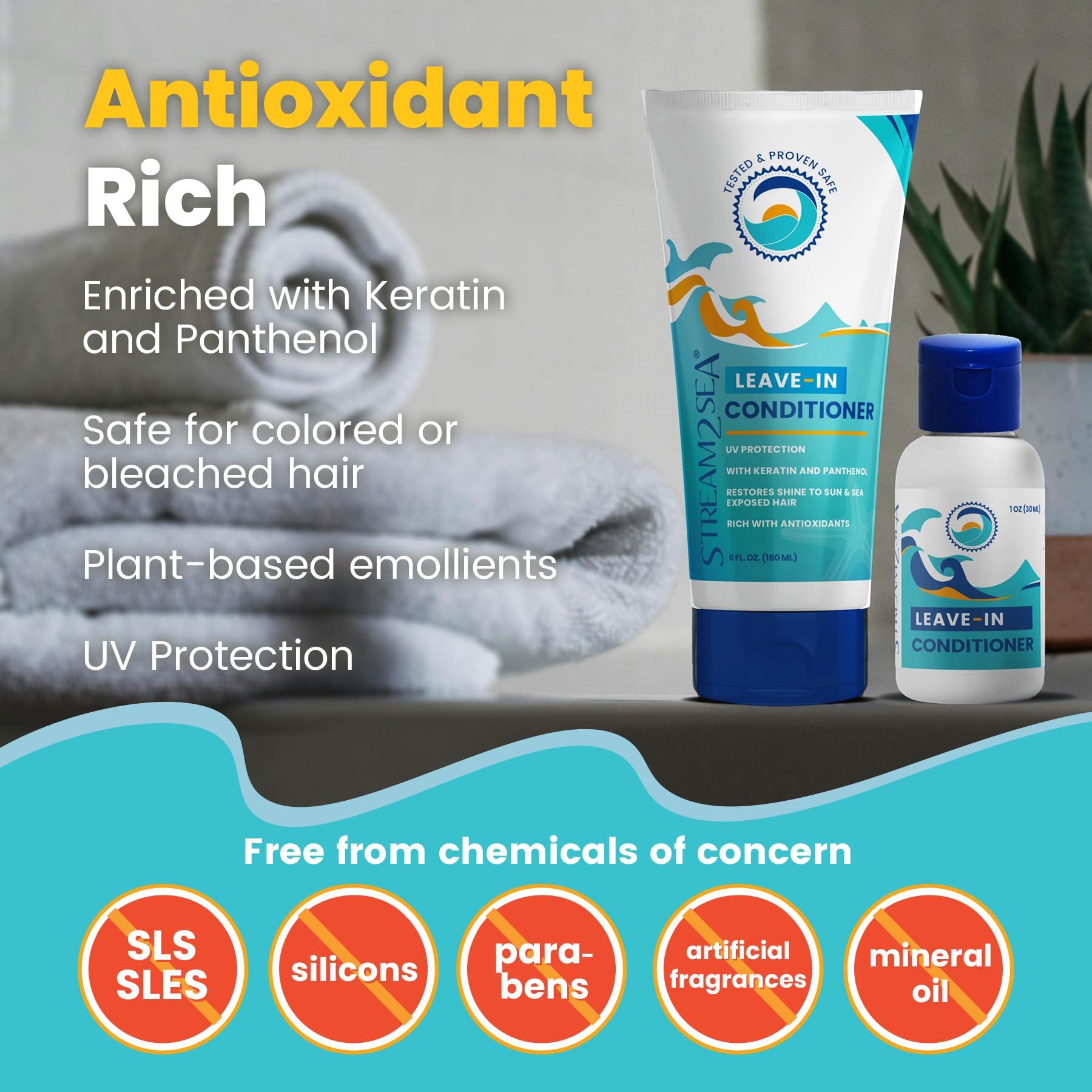 STREAM 2 SEA STREAM 2 SEA Leave In Conditioner Reef Safe Hair Conditioner Formula For Dry and Damaged Hair, 32 oz Paraben Free Hair Detangler with UV Protection For All Hair Types