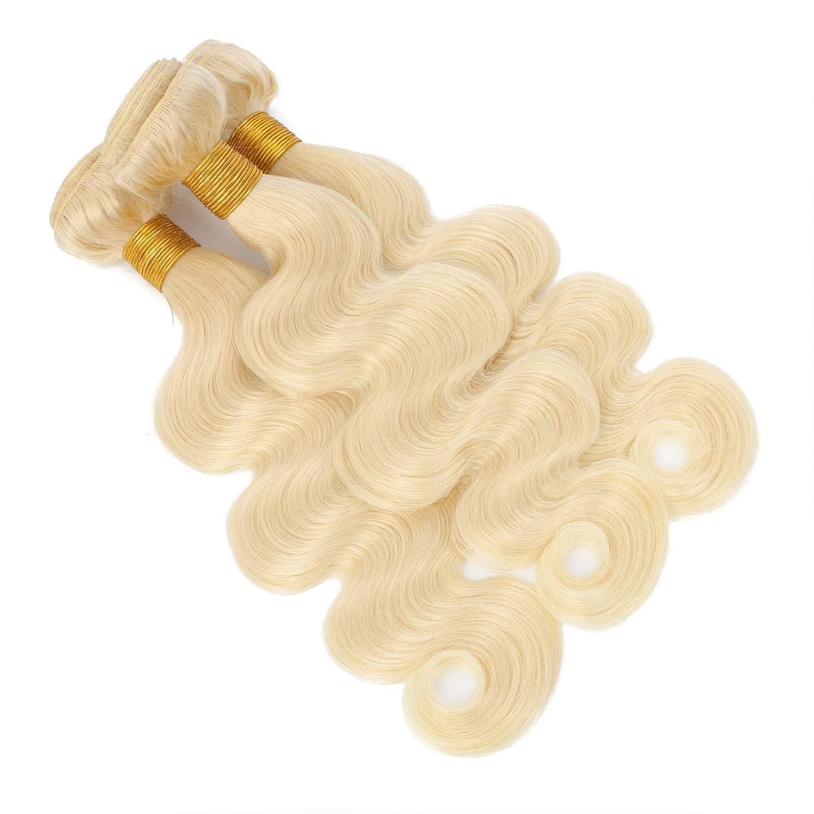 Lolatemi 613 Bundles Blonde Human Hair Body Wave 3 Bundles 16 18 20 Inch 100% Unprocessed 10A Brazilian Virgin Human Hair Bundles 613 Bundles Human Hair
