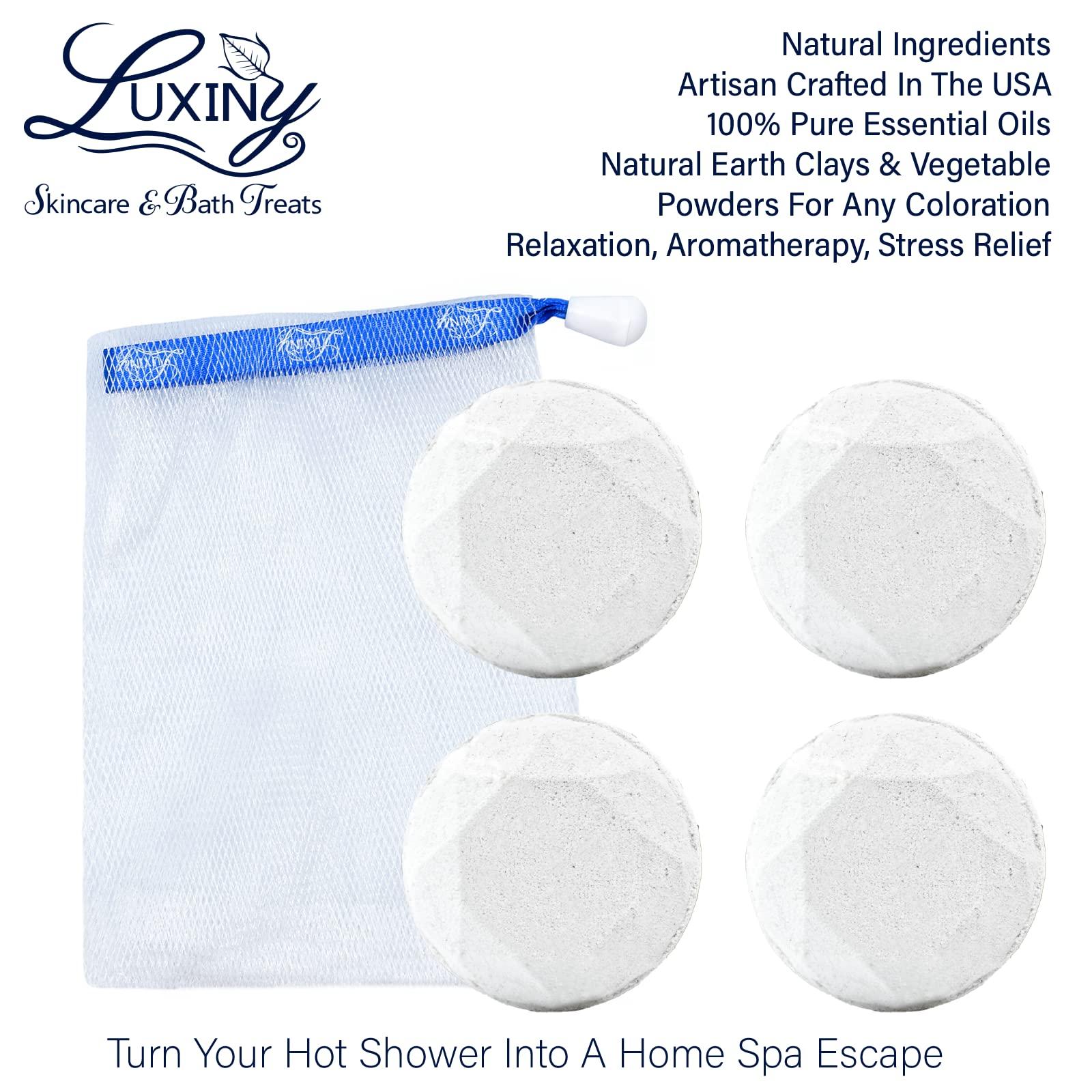 Luxiny Eucalyptus Shower Steamer Aromatherapy in Your Shower, American Made by Luxiny, Shower Bomb Tablets Melt to Release a Vapor for Natural Stress Relief - Pack of 4 XL Steamers (Eucalyptus Spearmint)