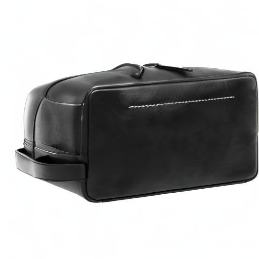 Fossil Fossil Leather Travel Toiletry Bag Shave Dopp Kit , Black (Model: MLG0779001)