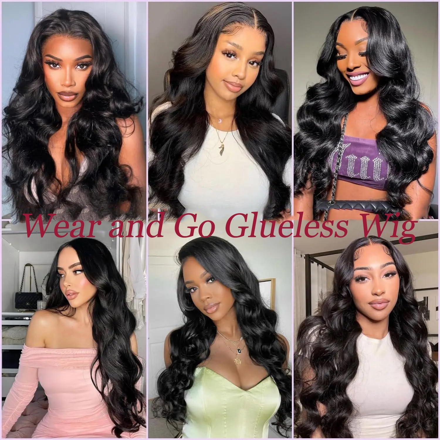 Bestdilin 30 Inch Wear and Go Glueless Wigs Human Hair Pre Plukced Pre Cut 8x5 HD Lace Closure Wigs Human Hair for Women 220% Density Ready to Wear Glueless Body Wave Lace Front Wigs Human Hair No Glue Wigs