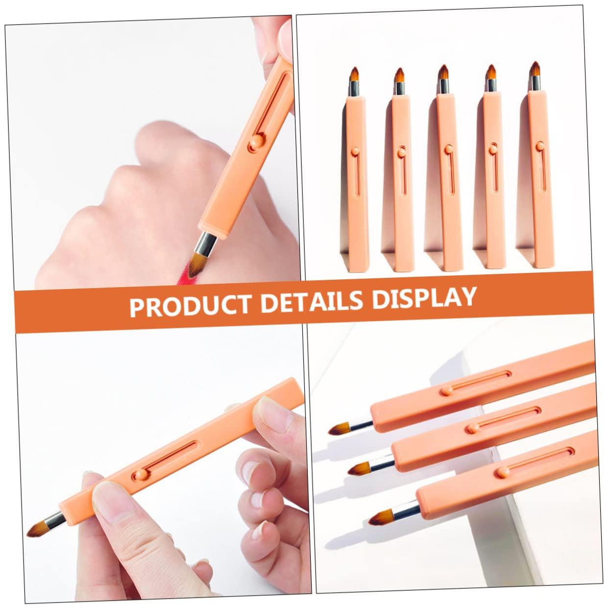 MAGICLULU MAGICLULU 1pc Retractable Lip Brush Lip Gloss Portable Lip Brush Travel Makeup Brushes Lip Applicator Retractable Lipstick Brush Lipstick Gloss Facial Brush Lip Wands Lip Plastic Orange