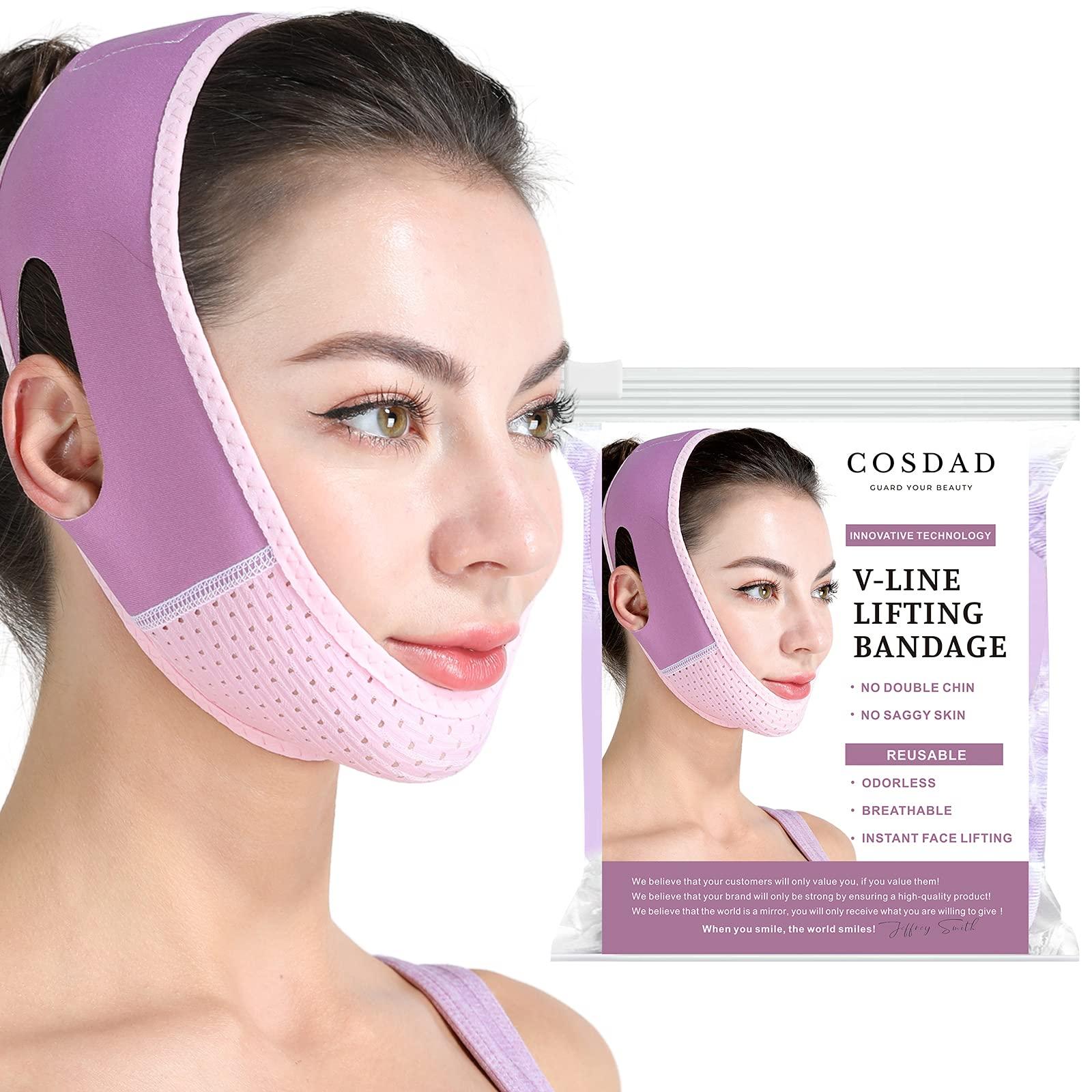 COSDAD COSDAD Reusable Double Chin Reducer Chin Strap Face Slimming Strap Face Slimmer Shaper for Women,Breathable Comfortable V Line Lifting Mask,Innovative Lifting Technology,One Fits All,Purple