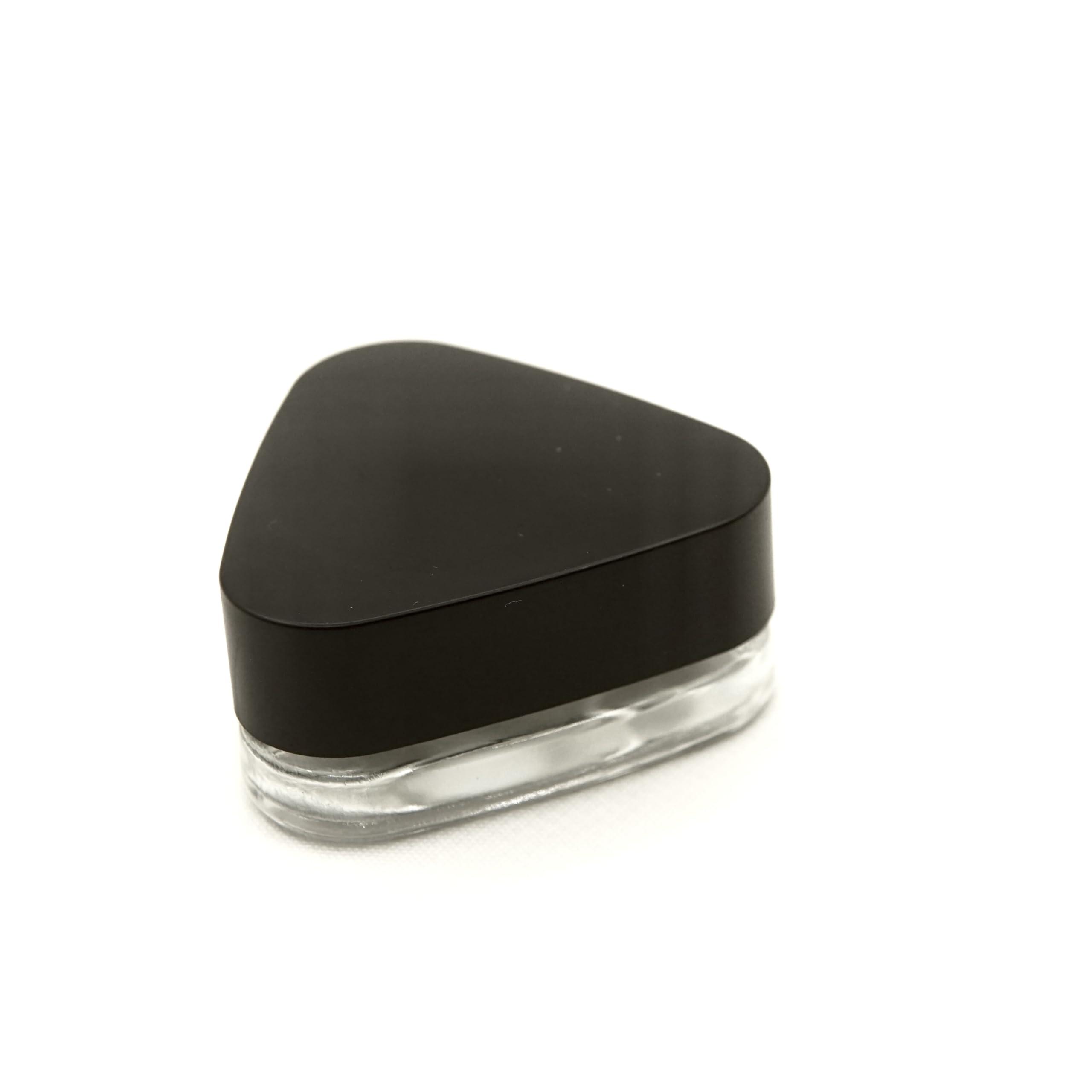 CannaAroma Child Proof 5ml Triangle Jar Glass Containers (60 Pack) - Triangle Jars (Black Lid)