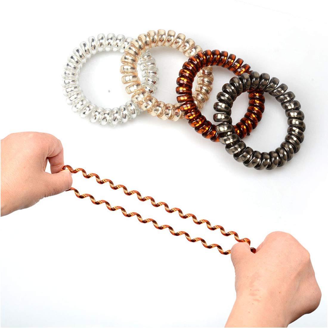 DYMSUP 10 PCS Spiral Hair Ties No Damage for Thick Hair, Hair Scrunchies for Women\'s Hair Ponytail Holders Plastic Hair Elastics Hair Bands Hair Coils