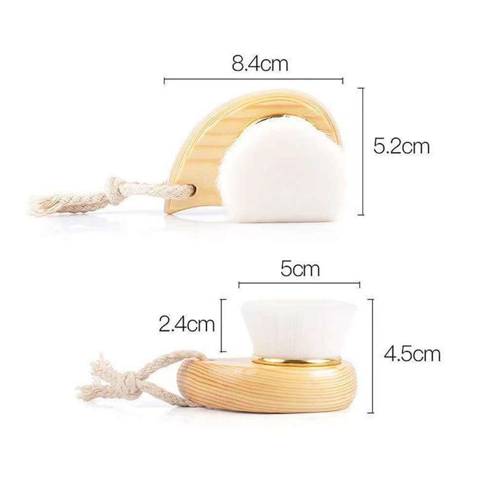 ShuaiXiang Wooden Handle Wash Face Brush, Deep Cleansing Massage Scrubber, Soft Fiber Facial Cleansing Brush, Home Use Skin Care Tool(03)