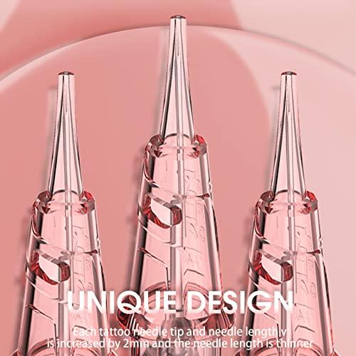 INKin INKin SMP Professional Tattoo Cartridge Needles 3RL Round Liner 0.16mm Permanent Makeup Microblading Needles with Safety Membrane for Hair Scalp Brows Lip Blush, Box of 20Pcs (0403RL Pink)