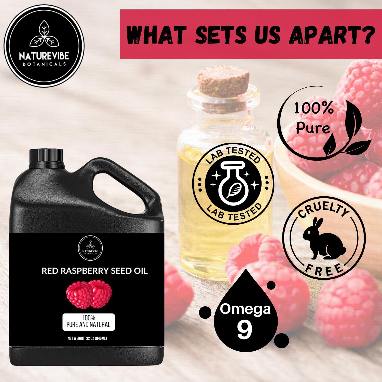 Naturevibe Botanicals Naturevibe Botanicals Red Raspberry Seed Oil 32 Ounces | 100% Pure and Natural | Great for Skin Care and Hair Care