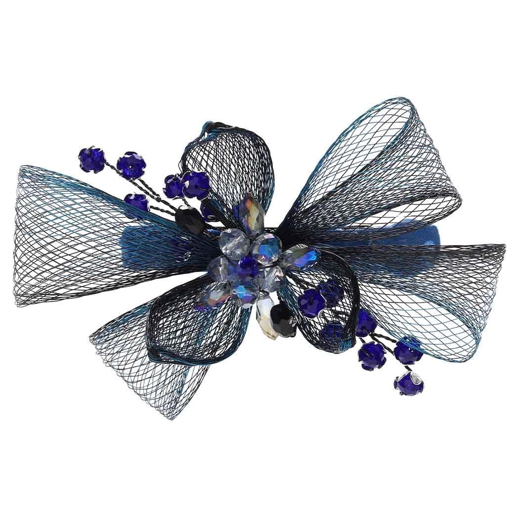 Yokawe Yokawe Flower Hair Barrettes Bride Wedding Hair Clips Blue Crystal Hairpin Floral Prom Hair Accessories for Women Girls (A)