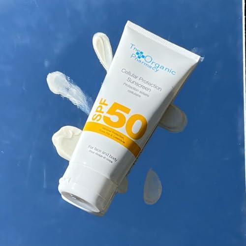 The Organic Pharmacy The Organic Pharmacy Cellular Protection Sunscreen SPF 50 for Face & Body - Mineral Sunshield to Block Both UVA & UVB - Vitamin-rich Natural Antioxidants - Light, Non-Flaky, Non-Greasy - 3.4 oz 100 ml
