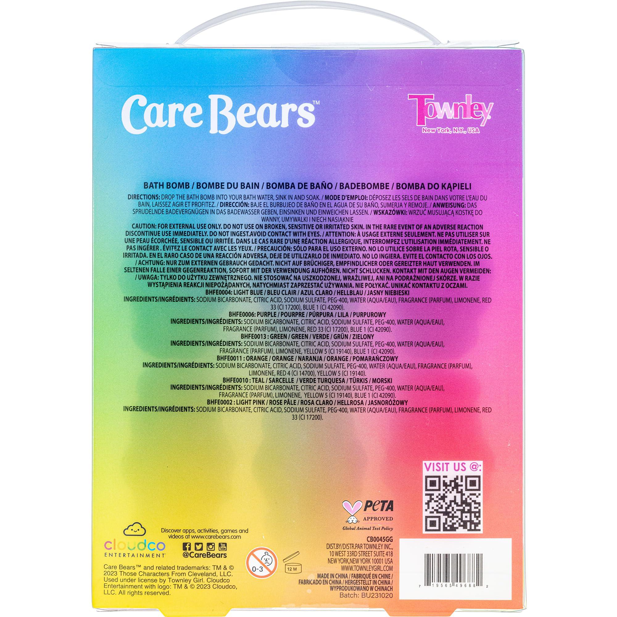 Townley Girl Care Bears 6 Pack Bubblegum Scented Bath Bombs - Ages 3+ Character Molded Bath Bombs Fun & Bright Colors - Great Birthday Gifts, Stocking Stuffers, Slumber Parties, Spa Days & More by Townley Girl