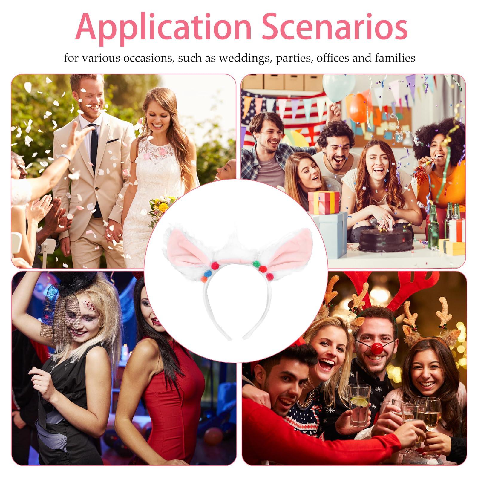 LOGOFUN LOGOFUN 2pcs Alpaca Ears Headband Alpaca Ears Hairband Animal Ears Headpieces Cosplay Party Headdress for Festival Party Hair Accessories