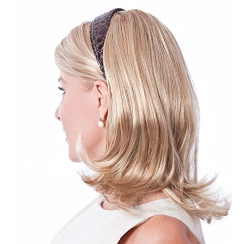 Toni Brattin Headband Fall Straight Color Platinum Blonde - Toni Brattin Hairpieces 17\" Full Length Attached Extensions 2 Interchangable Headbands ChangeLite Heat Friendly Synthetic Women\'s Bundle MaxWigs Booklet