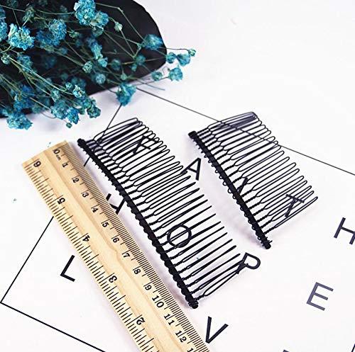 QUUPY 10 PCS 30 Teeth/12cm Long Hair Clip Combs Metal Wire Hair Combs Wire Twist Bridal Wedding Party Comb Barrettes Hair Pins Veil Hair Comb Bulk For Women Girls (Black)