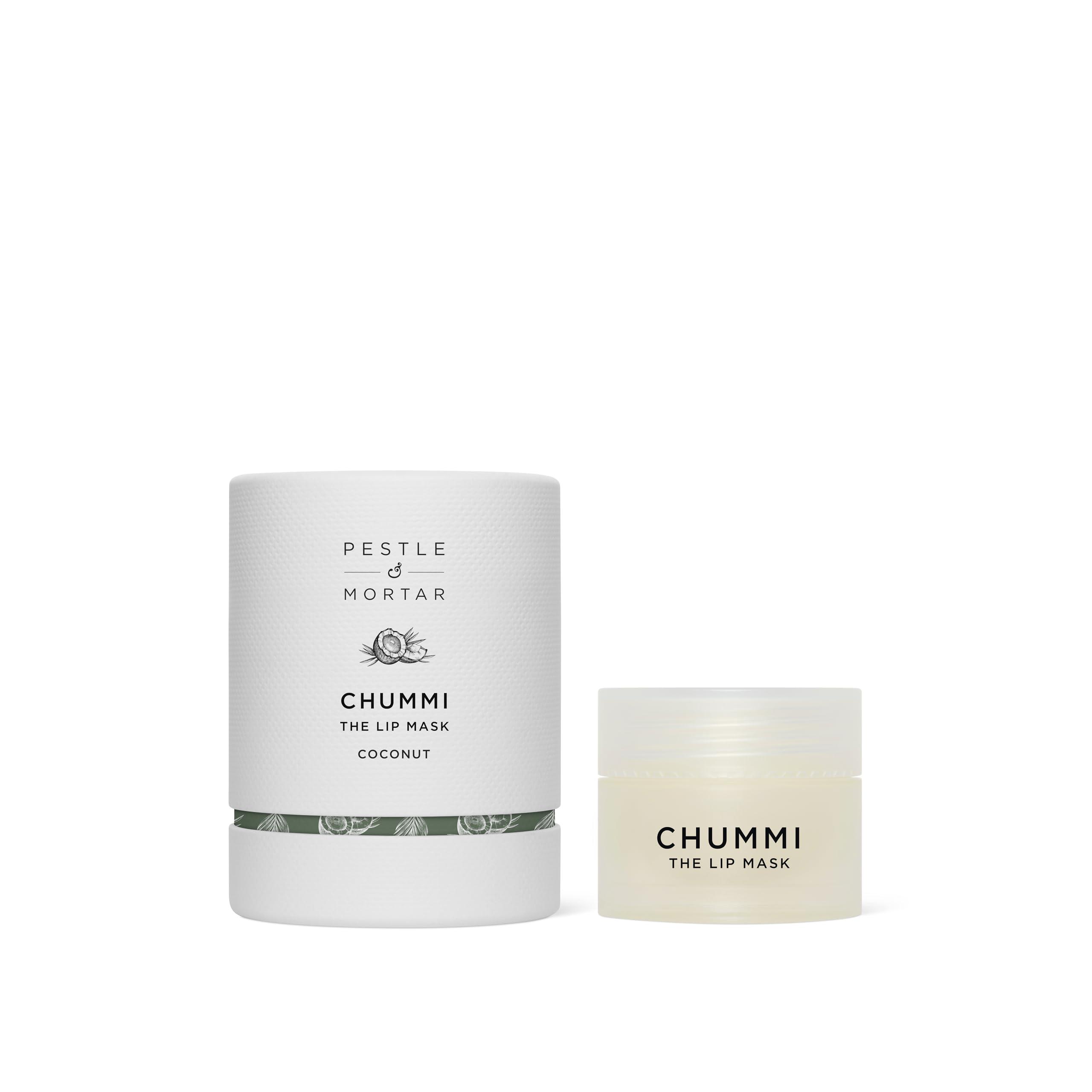 Pestle & Mortar CHUMMI LIP MASK - skincare for your lips - Luxurious overnight lip treatment in coconut, berry, and vanilla, blended with lip-softening plant butters and exfoliating berry extracts. (20g, Coconut)