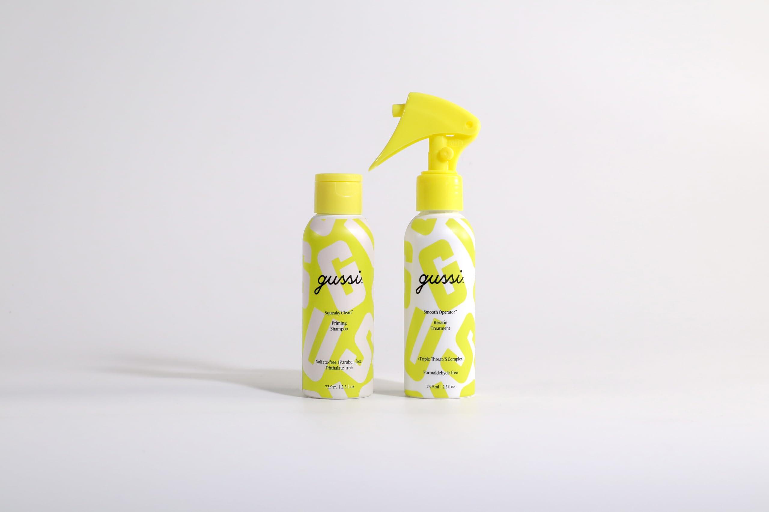 GUSSI HAIRCARE GUSSI HAIRCARE Keratin Treatment Kit - Hair Repair Treatment for Damaged or Frizzy Hair - 2.5 Fl Oz Conditioner - Includes Squeaky Clean Priming Shampoo