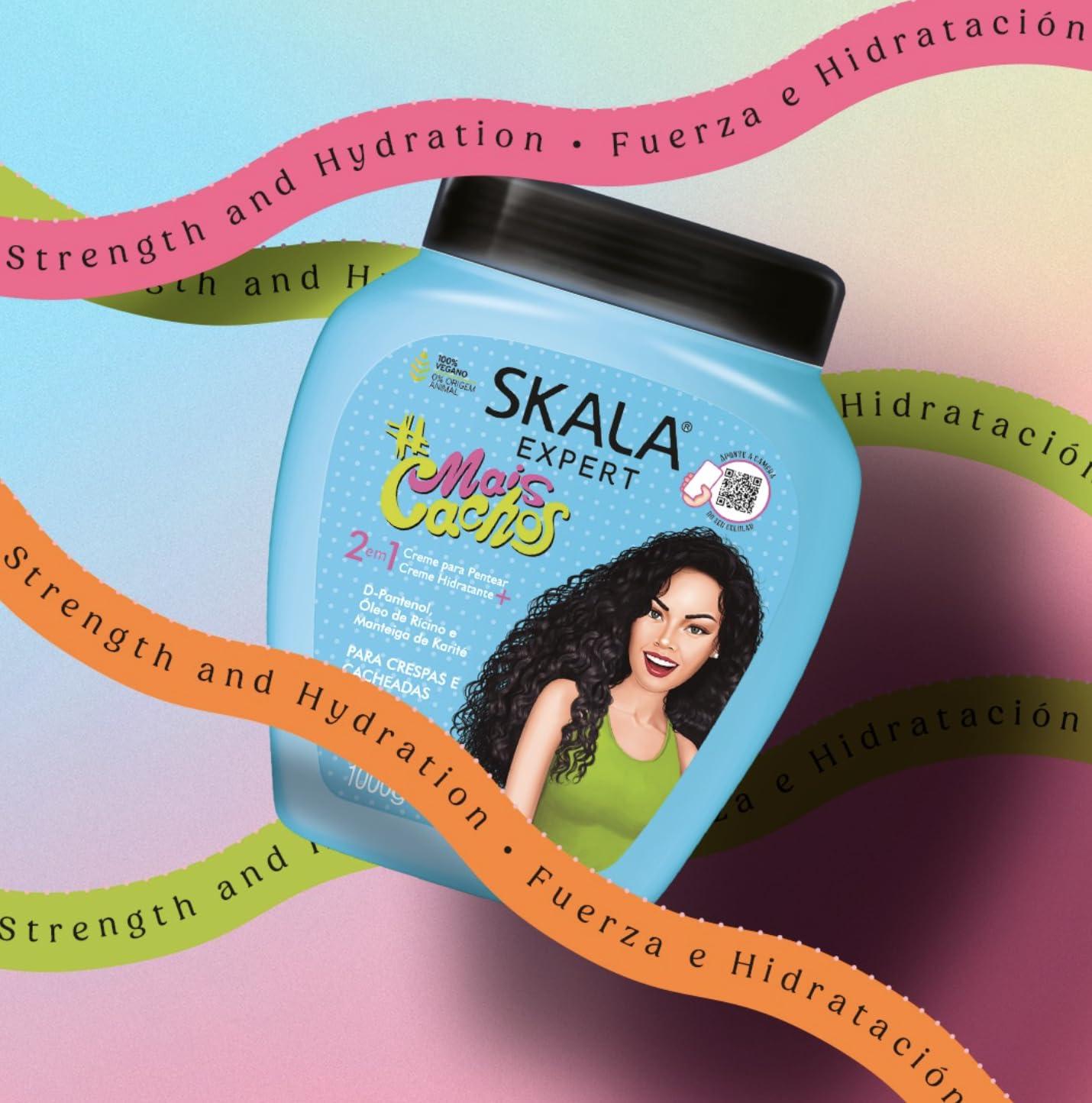 SKALA 2 Pack SKALA Mais Cachos Hydrates Curls, Eliminates Frizz, For Curly Hair - 2 IN 1 Conditioning Treatment Cream and Cream To Comb 35.2oz New