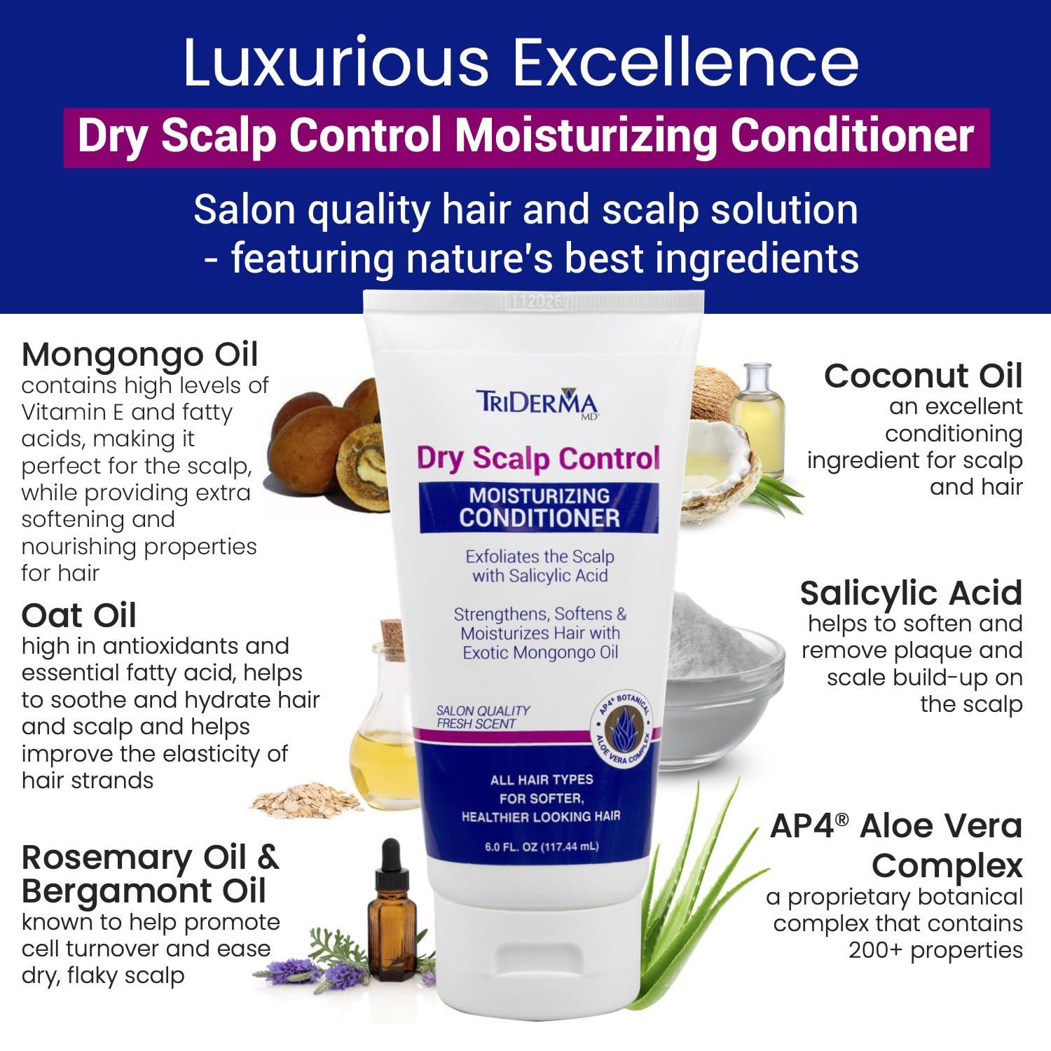 TriDerma TriDerma Psoriasis Control Scalp Exfoliator Shampoo 8.3 oz & Dry Scalp Moisturizing Hair Conditioner 6.0 oz, Salon Quality Dry Scalp Treatment Hair Care, Fresh Rosemary Oil, Value Bundle