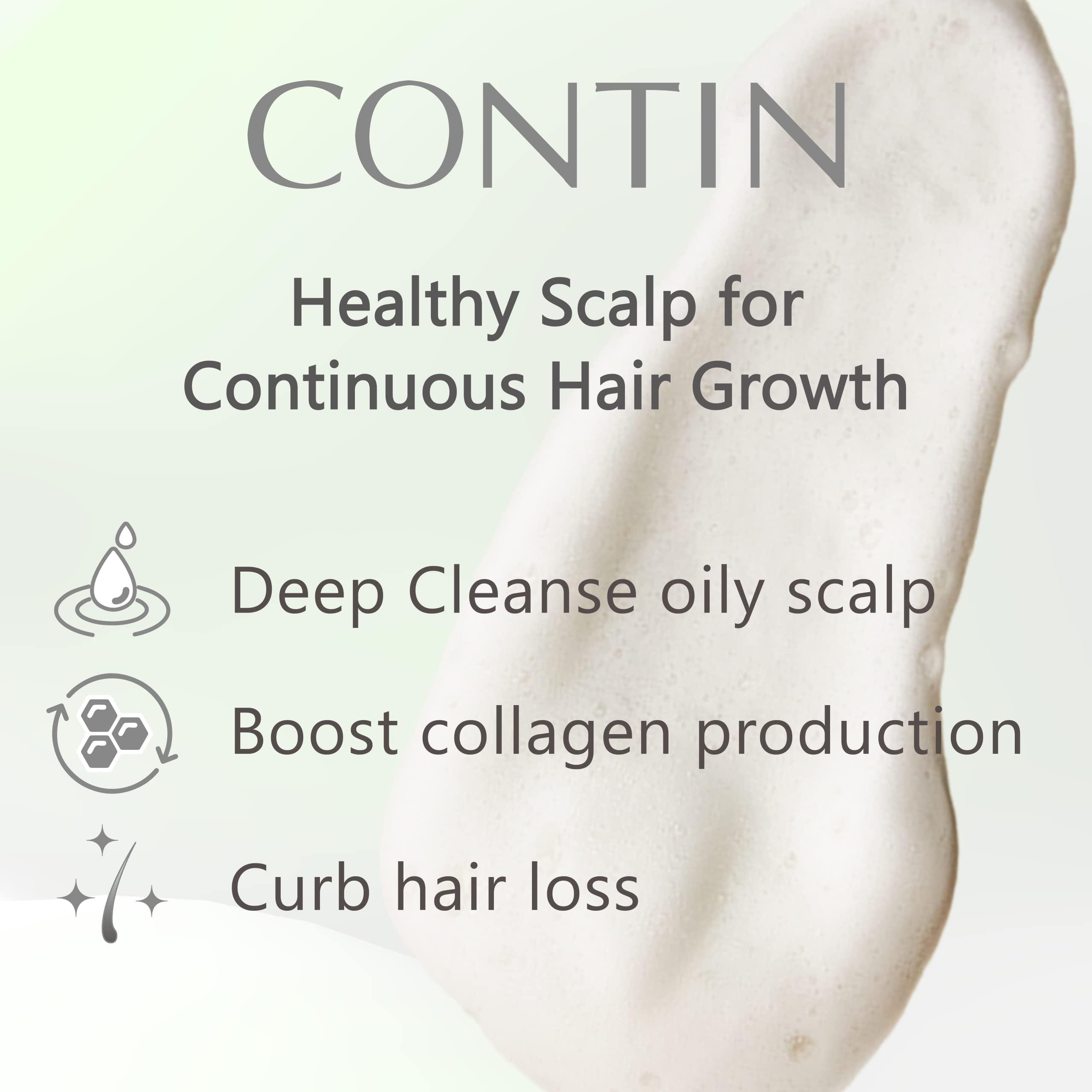 CONTIN CONTIN Garlic Shampoo for Oily Sensitive Hair, Natural Scalp Treatment for Hair Loss and Hair Growth, Anti-Thinning and Anti-Dandruff for Thicker Fuller Hair, Follicle Clarifying, Roots Strengthening, Unscented Hair Care Products for Men and Women, 1