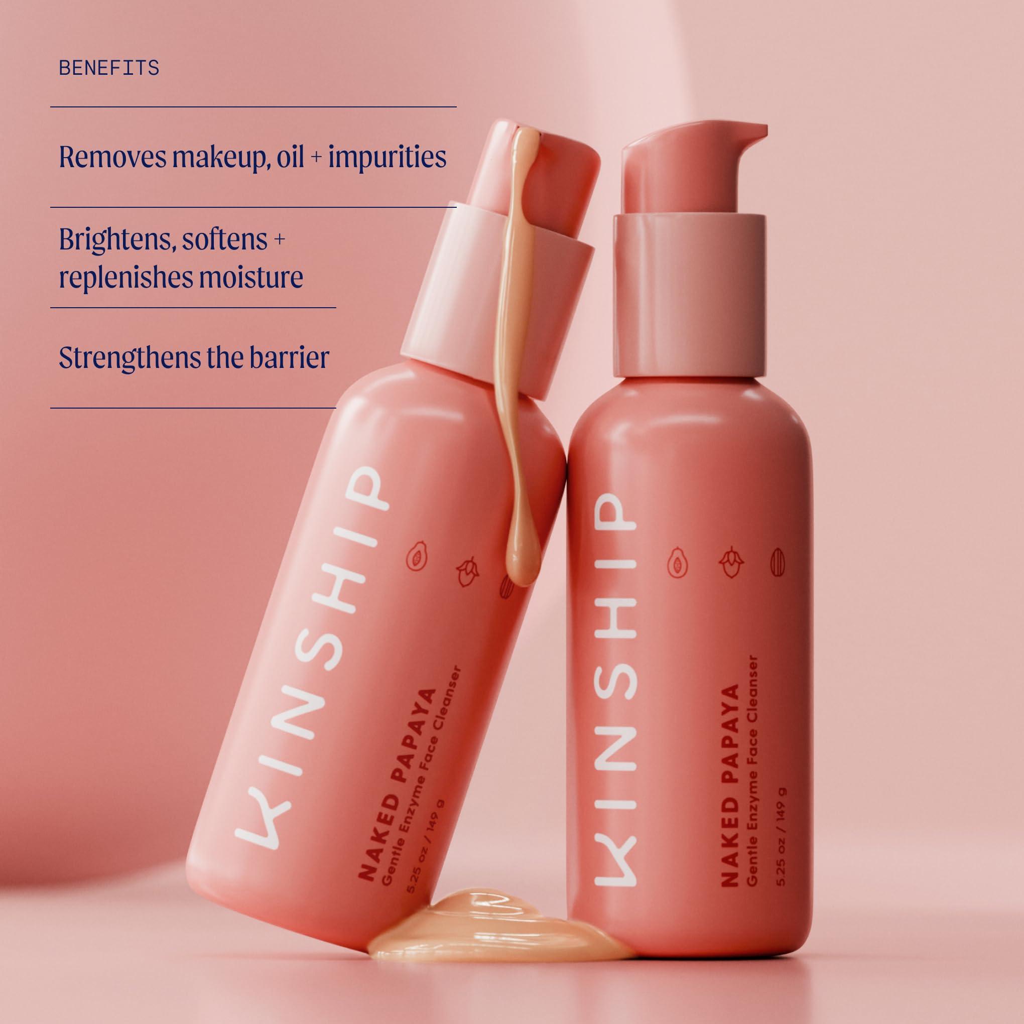 Kinship Kinship Naked Papaya Gentle Enzyme Milky Cleanser - Jojoba Oil Facial Cleanser - Non-Foaming Cream Face Wash + Vitamin E - Eye & Face Makeup Remover - Soothe & Hydrate - For All Skin Types (5.25 Oz)