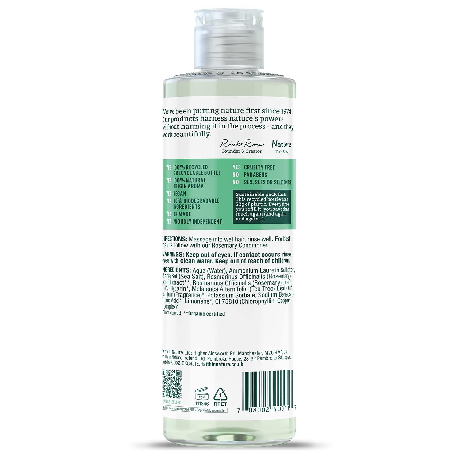 Faith in Nature Faith in Nature Natural Shampoo - Vegan & Cruelty Free, No SLS or Parabens - 13.5 fl oz, Rosemary