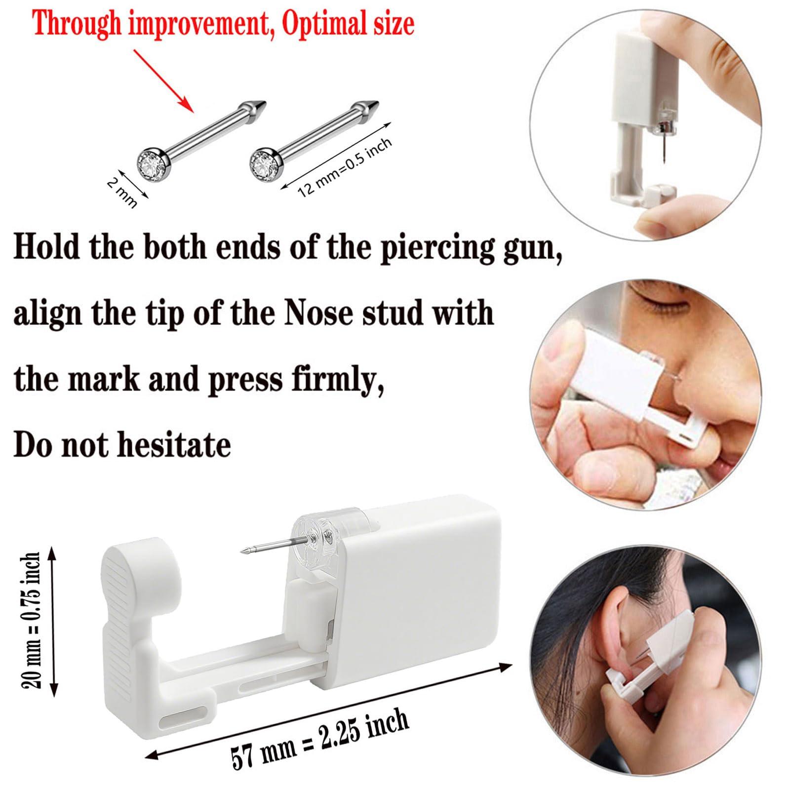 SLVIEKAE Nose Piercing Kit, SLVIEKAE Self Nose Piercing Gun Nose Piercing Kit Tool Disposable Piercing Kit (White)