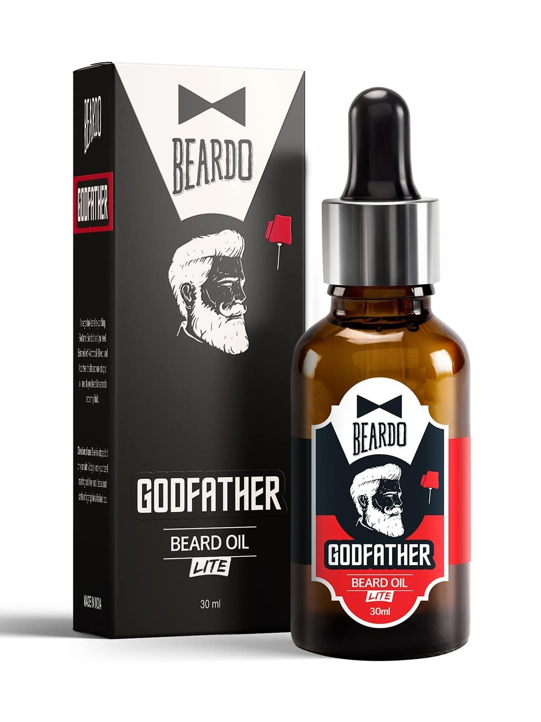 mDerma mDerma Beard Oil for men - Godfather Lite Beard and Moustache Oil | Non-Sticky, Light; Almond Oil, Aloe vera, Vitamin E; Shiny Nourished Beards, 30 ml, 1.01 Fl Oz