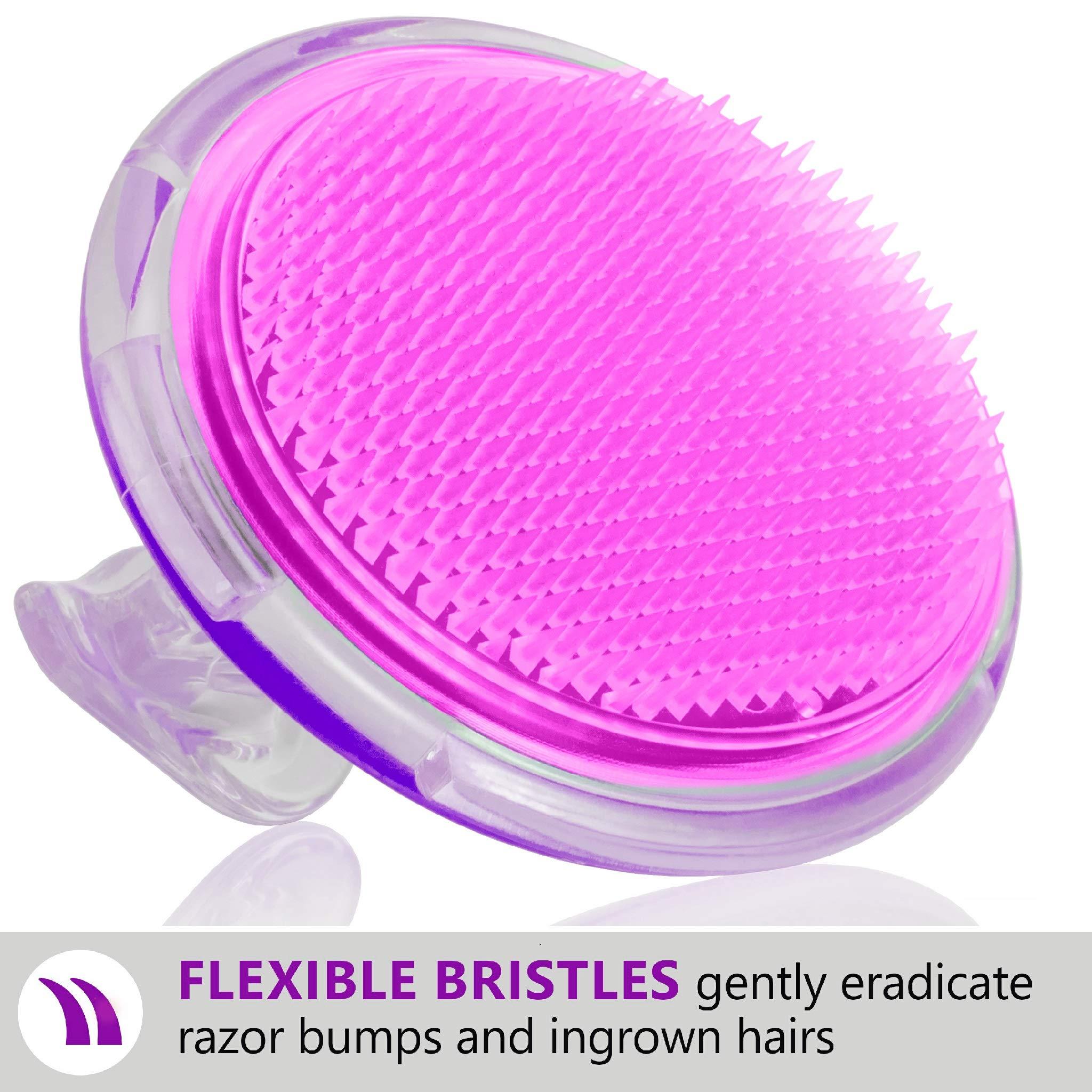 Dylonic Dylonic 3 Pack Body and Face Exfoliating Brushes for Ingrown Hairs Treatment, Razor Bumps, Shaving Irritation - Silicone Scrubbers Gift Set, Skin Exfoliator Brush Dry Brushing Loofah for Smooth Skin
